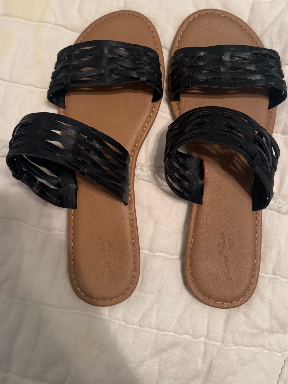 Women's Black Braided Slide Sandals